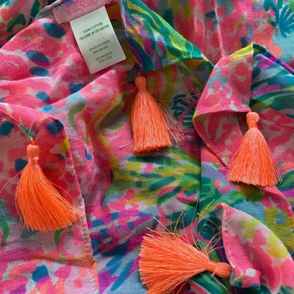 🎉HP🎉NWOT Lilly Pulitzer Cotton Wrap Scarf Fan Sea Pants Resort Cruise 52”x80 - Picture 8 of 11